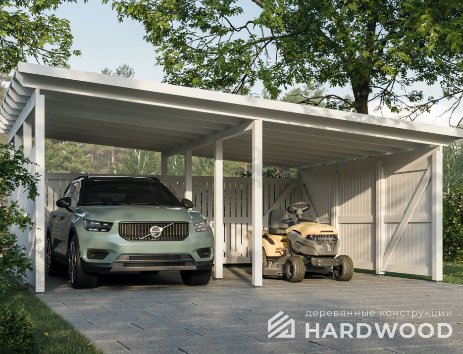 Навес из бруса для автомобиля №131 - фото 938