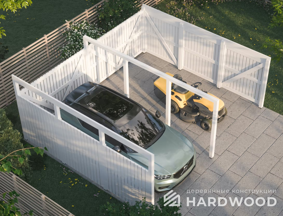 Навес из бруса для автомобиля №131 - фото 940